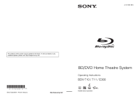 Sony BDV-T10 - Owners Manual 